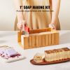 Soap Making Kit, Bamboo Cutting Box and Inner Box with Silicone Mold, Stainless Steel Straight Cutter and Wavy Cutter, 100 Bags and 105 Stickers