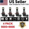 9005 9006 LED Headlights Kit Combo Bulbs 8000K High Low Beam Super White Bright