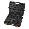 Impact Socket Set, 3/8" Drive, 90-Piece Socket Set, 6 Point Sockets, SAE 1/4"-3/4" and Metric 6-19 mm, Easy to Identify, with Adapters