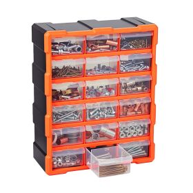 18-Drawer Storage Organizer, Plastic, Drawer Storage Cabinet for Garage Organization, Stackable Small Parts Organizer, Wall-Mounted Toolbox