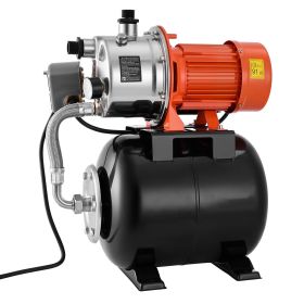1.6 HP Shallow Well Pump with Pressure Tank, 120V 1320 GPH, Stainless Steel Irrigation Jet Pump with 5-Gal Tank, Automatic Water Booster System