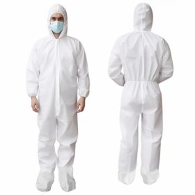 Disposable Coveralls - White SMS 60 GSM, XL Size, Pack of 5, Hooded with Boot Covers