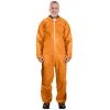 Disposable Coveralls - Orange, XL Size, 68" Length, PE Coated Polypropylene (40 GSM), Zipper Front