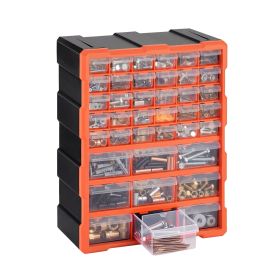 39-Drawer Storage Organizer, Plastic, Drawer Storage Cabinet for Garage Organization, Stackable Small Parts Organizer, Wall-Mounted Toolbox