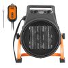 Greenhouse Heater, 1500W Electric PTC Space Heater with Thermostat, Fan, Low & High Heat Modes, 15° Adjustable Angle, Overheat Protection