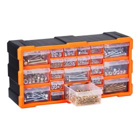 22-Drawer Storage Organizer, Plastic, Drawer Storage Cabinet for Garage Organization, Stackable Small Parts Organizer, Wall-Mounted Toolbox