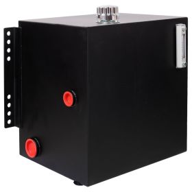 25 Gallon 12 Gauge Steel Hydraulic Fluid Reservoir Tank with Inlet 2" FNPT and Outlet 1-1/4" FNPT,Side Vertical-Mount, With Temp and Sight gauge