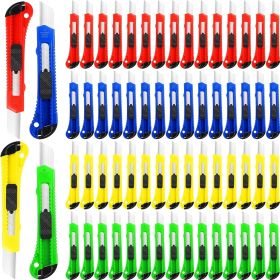 120 Pack Box Cutter Retractable Utility Knife 18 mm Wide Blade Card Cutter with Snap off for Cardboard Art Craft for Office and Home Use (Multicolor)