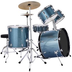 Drum Set, 5-Piece 22 in Junior Drum Sets, Beginner Drums Set with Adjustable Throne, Cymbal, and Drumsticks, Musical Learning Drums Instrument Kit