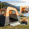 Inflatable Camping Tent, 1-2 Person Glamping Tent with Hand Pump, Blow Up Tent with Doors, Carry Bag, Khaki and Brown