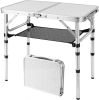 Folding Picnic Table, Small Camping Table with Adjustable Heights, Portable Lightweight Aluminum Side Table for Office, Beach, Garden, Travel