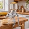 Manual Grain Grinder for Home, Adjustable Hand Crank Flour Mill with Large Hopper, Heavy Duty Table Clamp Corn Grinder for Wheat, Coffee, Nuts