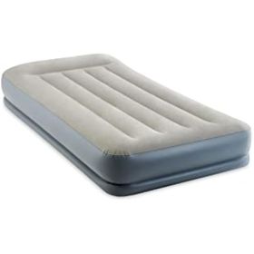 Standard Pillow Rest Air Mattress: Fiber-Tech – Twin Size – Built-in Electric Pump – 12in Bed Height – 300lb Weight Capacity