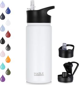 Insulated Water Bottle Kids 16 oz Double Wall Vacuum Stainless Steel Water Bottle Leak Proof for School Wide Mouth with Straw Lid & Spout Lid Keeps Co