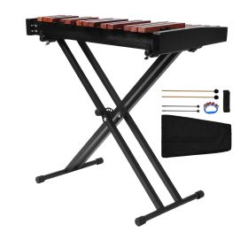 Glockenspiel Xylophone, 32 Notes, Wooden Professional Xylophone Percussion Instrument, with Height Adjustable Stand, 4 Mallets, Carrying Bag