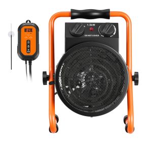Greenhouse Heater, 1500W Electric Space Heater with Thermostat, Fan & High Heat Modes, 25° Adjustable Angle, IPX4 & Overheat Protection, for Grow Tent