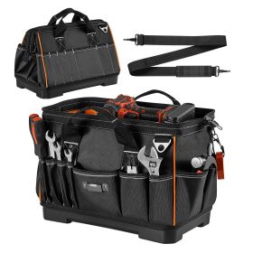Tool Bag, 16.1 Inch, 33-Pocket Portable Large Tool Box Organizer Storage, Toolbox with Water-Resistant Base, Zipper, Adjustable Shoulder Strap Toolbag