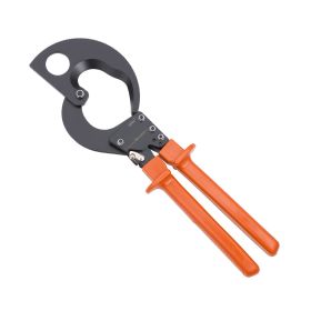 Ratcheting Cable Cutter, Spring Steel Blades with PVC-Coated Handles, Quick-Release Button