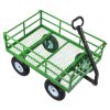 Steel Garden Cart, 1200 lbs Heavy Duty Pullable Garden Wagon Yard Cart, 2 in 1 Outdoor Metal Utility Wagon Yard Trailer with 13" All Terrain Tires