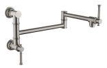 Wall mounted Pot Filler Faucet, Modern Brass Pot Filler Two-Attachment Wall Mount Folding Kitchen Pot Filler Swing Arm