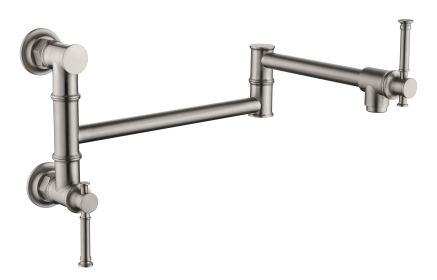 Wall mounted Pot Filler Faucet, Modern Brass Pot Filler Two-Attachment Wall Mount Folding Kitchen Pot Filler Swing Arm