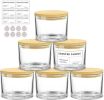 Candle Jars 6 Pack Wick Large Empty  Glass Candle Making Vessels with Bamboo Lids