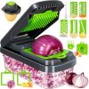 Vegetable Chopper,12-in-1 Multifunctional Food Chopper,Professional Onion Chopper with 7 Blades,Vegetable Cutter with Container for Salad,Potato