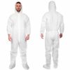 Disposable Coveralls with Hood and Boots, 50 GSM White, XL Size, Zippered Front