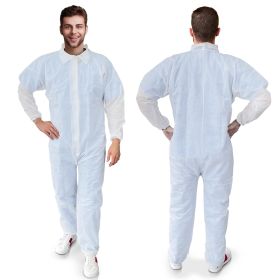 Disposable Polypropylene Coveralls - XL Size, 50 GSM Weight, Zipper Front & Elastic Wrists