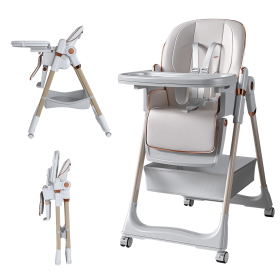 Adjustable Baby High Chair 0-6 Years – Portable Infant Feeding Seat with Safety Belt, Silent Lockable Wheels & Easy-Clean Design for Home, Dining