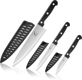 Kitchen Knife 3-Pcs Knife Set With Sheath stainless