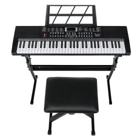 [Do Not Sell on Amazon] GEP-110 61 Key Keyboard with Piano Stand, Piano Bench, Built In Speakers, Headphone, Microphone, Music Rest, LED Screen