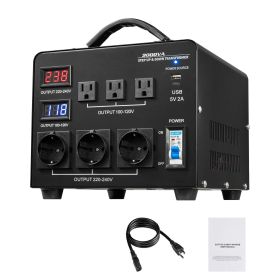 Voltage Auto Converter Transformer, 3000VA, Heavy Duty Step Up/Down Power Transformer, 110V to 220V and 220V to 110V, with 3 US Outlets, 3 EU Outlets
