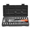 Socket Set, 39 Pieces, 3/8 & 1/4 inch Drive Socket and Ratchet Set, SAE and Metric Size, Mechanic Tool Kit with Ratchet Wrench, Accessories