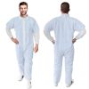 Disposable Polypropylene Coveralls - White, 40 GSM, Zipper Front, Elastic Wrists