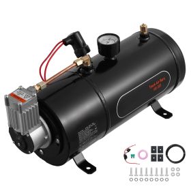 12V Air Compressor with Tank 0.8 Gallon/3 L, Train Horn Air Compressor, 120 psi Working Pressure Onboard Air Compressor System for Train Air Horns