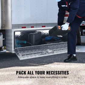 Underbody Truck Box, 48"×17"×18" Pickup Storage Box, Heavy Duty Aluminum Diamond Plate Tool Box with Lock and Keys