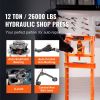 Hydraulic Shop Press, 12 Ton H-Frame Hydraulic Garage/Shop Floor Press, Adjustable Shop Press with Press Plates, Heavy Duty Hydraulic Press for Garage