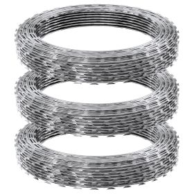 Razor Wires, 147 ft Razor Barbed Wire, 3 Rolls Razor Wire Fencing Razor Fence, Razor Ribbon Barbed Wire Galvanized Razor Wire Fence