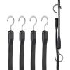 4 Piece Flat Bungee Cord, 20 mm Heavy Duty Bungee Straps with Steel S-Hooks, 40" Elastic Bungee Rope for Cargo, Tarps, Trucks and Tent, Black