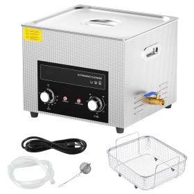 15L Ultrasonic Cleaner with Heater Timer & Basket, Professional Digital Sonic Cavitation Machine, 360W Cleaning Machine for Lab Tools, Metal Parts