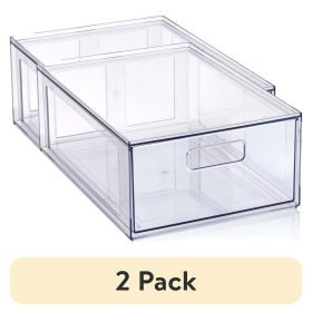 (2 pack)Clear Glossy Plastic Pull-Out Closet Drawer Medium Size, Adult Size