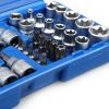 34pcs Torx Bit Socket and E-Torx Star Socket Set 1/4" 3/8" 1/2" Drive Male Female E-torx Security Bits Handheld Tool