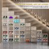 Thickened Clear Shoe Storage Organizer with Magnetic Door, Sturdy Stackable Shoe Boxes for Closet