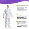 Disposable Coveralls - White SMS 60 GSM, Size L, Pack of 5 (Hooded, Boot-Integrated)