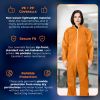 Disposable Coveralls - Orange, XL Size, 68" Length, PE Coated Polypropylene (40 GSM), Zipper Front