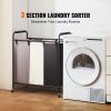 3-Section Laundry Basket, Heavy Duty Laundry Hamper Storage Organizer