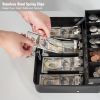 Cash Box with Key Lock and Money Tray - Metal Money Box for Cash Register, Large Cash Lock Box for Money Safe with 100PCS Coin Wrappers Assorted