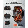 Tool Bag, 16.1 Inch, 33-Pocket Portable Large Tool Box Organizer Storage, Toolbox with Water-Resistant Base, Zipper, Adjustable Shoulder Strap Toolbag