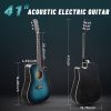[Don't sell on Amazon]KMA101 41-inch basswood top matte binding folk guitar, equipped with 10W amplifier, gig bag, tuner and other accessories